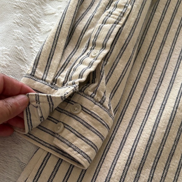 Gently Loved Striped Beige and Blue Boys Shirt by VANS - Picture 6 of 7